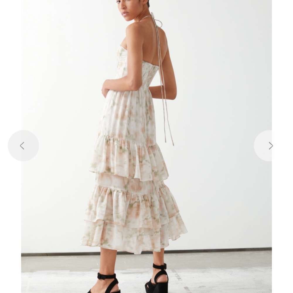 Frilled Halter Floral Midi Dress - Picture 2 of 5